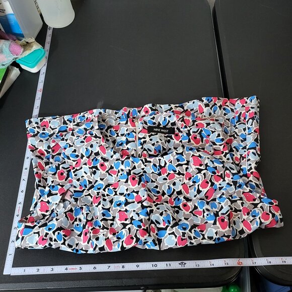 Nine West Womens Abstract Peplum Sleeveless Tank Top Size 10 Career Summer Boho - Picture 6 of 11